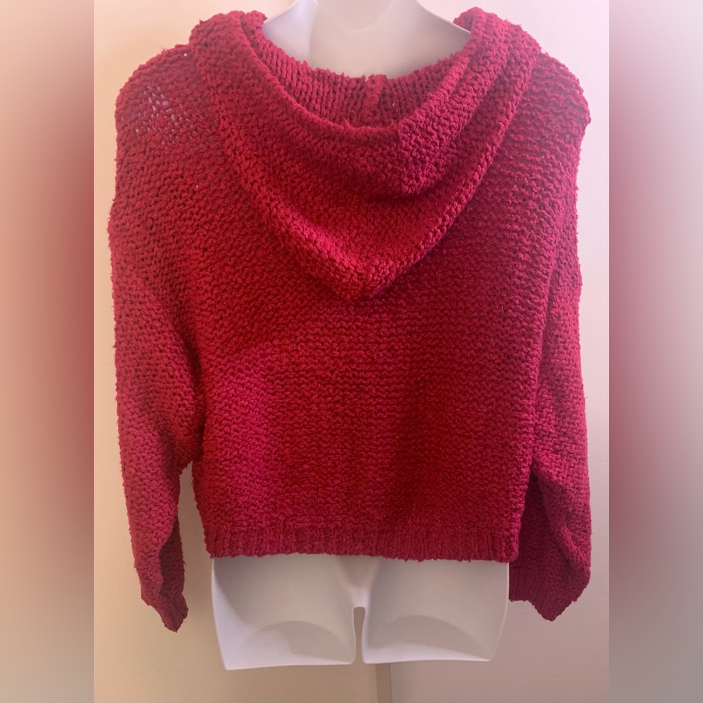 Pilcro Bright Red Chunky Knit Hoodie - Picture 3 of 6